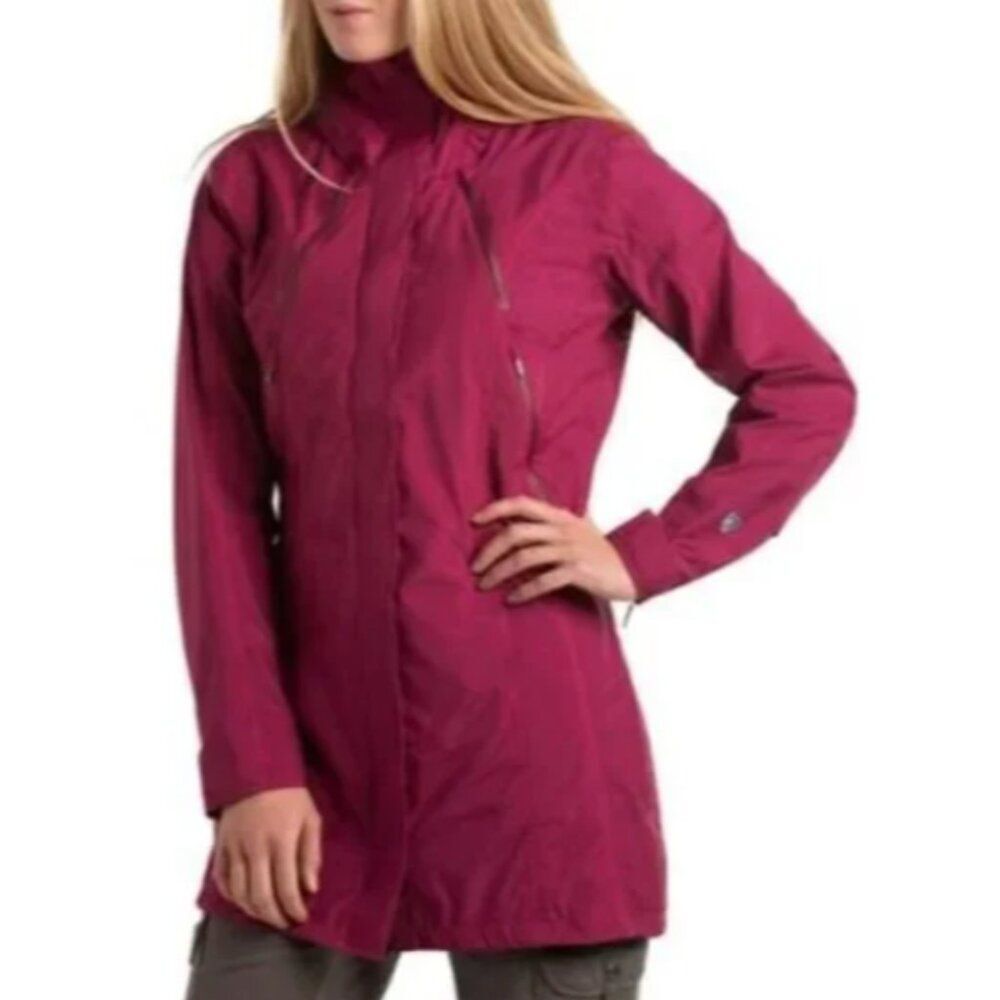 Kuhl Women's Lena Waterproof Trench Joni Jacket Vino Pink Plum Rain Jacket M